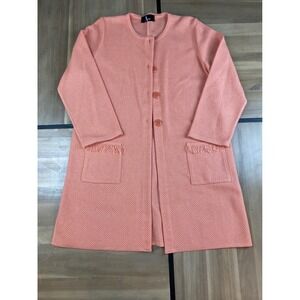 ALGO Orange Textured Knit Button Front Jacket Cardigan Women